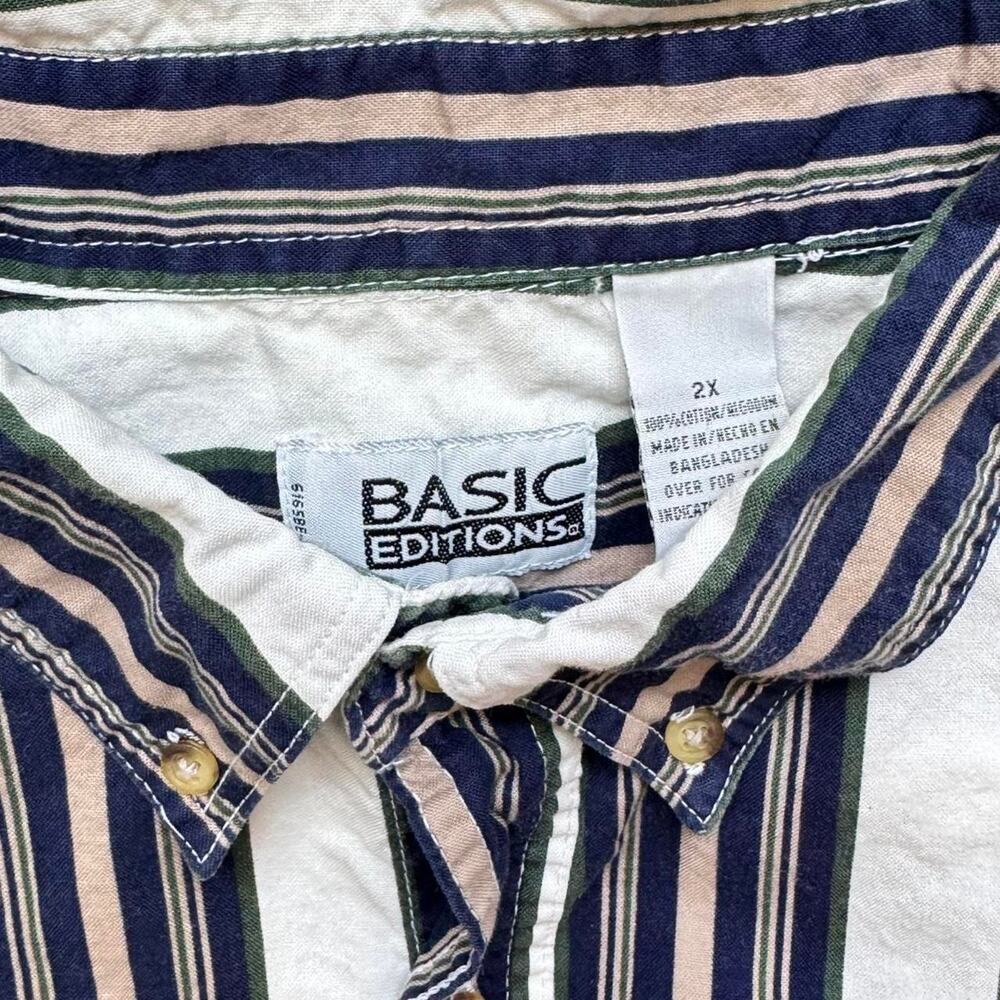 Vintage 90s Basic Editions Striped Button Down Sh… - image 8